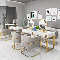 Hair salon Hair salon Beauty barber shop Mirror table Mirror Desktop double-sided mirror Photo studio Beauty makeup table mirror with lamp