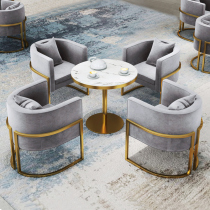 Nordic Light Lavish Talks Table And Chairs Combine Leisure Marble Sales Floor Small Roundtable Reception Single Sofa Chair
