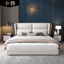 Leather bed Light extravagant modern minimalist master bed double bed wedding bed leather soft bag multifunctional bed Nordic storage bed