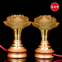 Glazed lotus lanterns for Buddha lanterns Buddha supplies alloy led colorful lights plug-in long lights a pair of knots