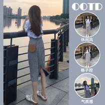 French First Love Sweet Beauty Plaid Long Skirt Woman Summer New Advanced Sensational Fashion Temperament Wearing A Hitch Red Two-piece Suit