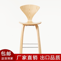 Nordic bar bench High footstool modern solid wood High foot chair Home Bench Bar Chair Coffee Hall Dining Chair Bar Chair