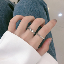 925 sterling silver smiling face ring female ins tide fashion cold wind Net red niche design retro old ring ring