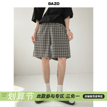 DAZO plaid shorts male loose 100 hitch-leg casual 50% pants summer new Korean version trend ins straight