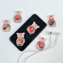 2019 Pig year ring buckle bracket Cartoon cute New Year pig mobile phone ring bracket desktop bracelet buckle paste