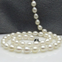 Natural freshwater pearl necklace rice beads 8-10mm bright collarbone to give mother elder temperament fashion gift