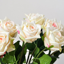 (Jiu Si) hand feeling simulation flower snow mountain rose home model room decoration wedding venue fake flower F612