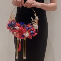 Chinese style evergreen flower bridal hand carrying flowers blue red bridal wedding wedding wedding wedding custom hand-holding flowers pinky22