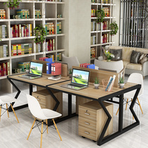 Staff desk four employees computer table and chair combination 2 4 6 clerk work position screen card holder
