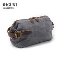 Waterproof bag trendy men and women canvas bag Korean handbag retro small hand bag mobile phone bag finishing bag storage bag