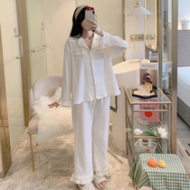 Sleepwear Lady Spring Autumn Season 2021 New pure cotton long sleeves can be worn outside wearing fashion small fragrant wind All cotton Home Clothing Autumn winter