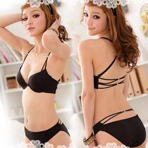 Sexy front button gathering Lady bra set black student cute Japanese girl corset underwear bra