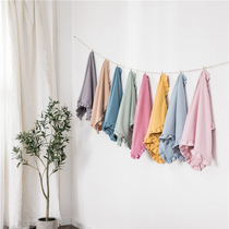 (total) pure color minimalist water washed cotton pleated lace single pillowcase 48 * 74cm