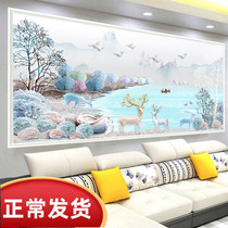 Cross stitch 2021 new living room large atmospheric scenery fortune elk home with their own embroidery thread embroidery handmade full embroidery
