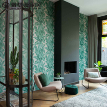 German original imported wallpaper French modern minimalist Nordic leaf texture living room bedroom background Villa wallpaper