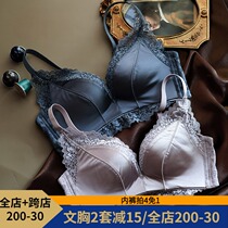 No steel ring small chest high-grade satin comfortable flat chest underwear fashion adjustment type gathering Wen bra retro no trace