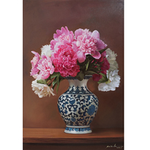 Xue Shoubin < peony Flower > Realistic Cloth Surface Oil Painting Living Room bedroom Decorative Painting Collection Pure Hand Painting