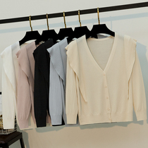 Summer sunscreen cardigan with ice silk sweater womens ice linen shawl seven-point sleeve air-conditioning shirt stitching thin coat