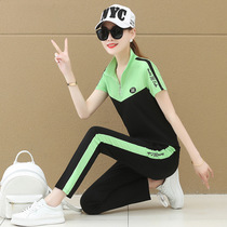 MMQ Sport Suit Womens Summer 2022 New Fashion Loose Short Sleeve Long Pants Running Suit Two Sets