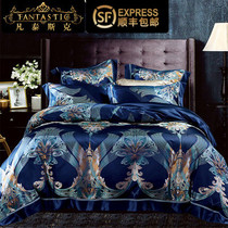 100% silk bed four-piece high-grade luxury European bedding double-sided heavy mulberry silk quilt cover silk pillowcase