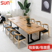 Customized solid wood table long deskloft desktop simple modern computer desk workbench to negotiate table and chair combination