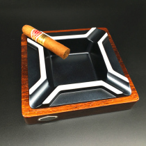 Monsoon JIFENG Cigar Ashtrays Titanium Metal Four Groove Cigar Ashtray Solid Wood Ashtrays