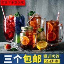 Milkshake ml cold drink cup with lid 380ml Creative net milk tea cup Water bar Heat-resistant cup Clear bar Ice cream cup bar