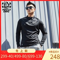 Muscle dog trainer Tide brand loose stand collar zipper quick-drying fitness clothes sports training long sleeve T-shirt men