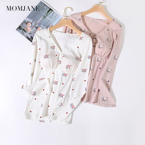 Moon clothes Nursing clothes top Summer thin spring and autumn pure cotton postpartum feeding free bra Maternity pajama suit