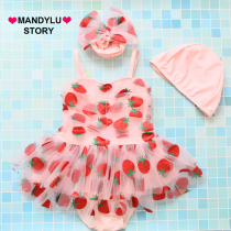 2021 new childrens swimsuit female fashion girl Summer Fairy Qi children Korean version of small children female baby foreign gas sling