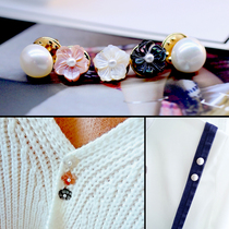 Anti-light natural pearl sweater coat dark buckle simple pin small shell cardigan four seasons wild small pin