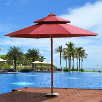 Outdoor parasol Villa Courtyard Garden Balcony Cafe Middle column umbrella Outdoor activity stall Imitation wood sun umbrella