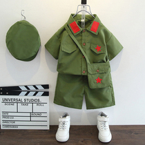 Childrens military uniforms Summer Army clothes Eighth Route Army Little Red Military drills Out of service boys Military clothes Peoples Liberation Army Summer clothing suit