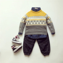 Men and women Baby children double thick color color sweater pullover knitwear round neck top base shirt