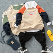Tide children autumn clothes new sweaters childrens foreign style color base shirt boys baby Joker long sleeve pullover tide tide