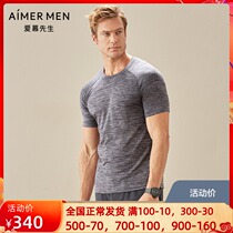 Mr. Aadu Official 20AW Sport one-piece Mens round neck T-shirt elastic short sleeve NS62D771