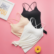 Pure cotton long chest wrap chest with chest pad bottoming underwear anti-light cross beautiful back integrated camisole vest female