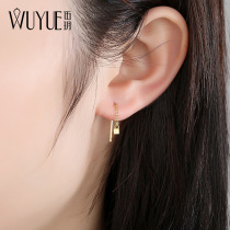 Wu Yue 925 sterling silver geometric small ear line short color gold pendant earrings female simple temperament drop earrings show face thin 22