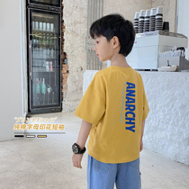 Boy cotton short sleeve T-shirt summer dress childrens clothing foreign tide childrens half sleeve shirt 2021 new medium and large childrens body shirt