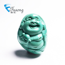 Fusong Pure Mine No Optimization High Porcelain Natural Turquoise Seiko Carved Maitreya Buddha Pendant