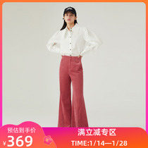 (The same style as the shopping mall) LILY2022 winter new womens clothing retro corduroy temperament commuter pure color casual pants