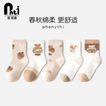 Penetai Childrens Socks Spring and Autumn Cotton Girls in Autumn and Winter Girls All-cotton Soft Socks