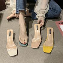 Sanders and slippers women wear wild fashion 2020 spring and summer new net red thick with transparent middle and cute ins