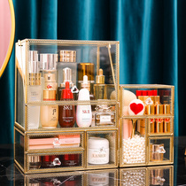 Cosmetic storage box dust Net red glass dressing table lipstick jewelry brush skin care products large capacity shelf