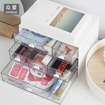 Japanese-style drawer desktop storage box transparent student dormitory sundries cosmetics rack desk sorting box
