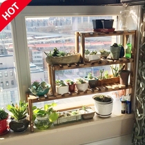 Window sill flower stand solid wood multi-layer balcony living room indoor flowerpot step bay window fleshy shelf floor-standing shelf