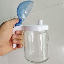 Kitchen large capacity glass seasoning seasoning bottle Transparent glass soy sauce soy sauce bottle Household with lid anti-leakage pot