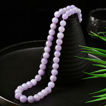  Muhuang Jewelry second store:natural A-goods Laokeng ice waxy jade bead bracelet Ice purple bead jade bracelet live