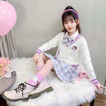  Belan Senma childrens jk uniform skirt full set of girls college style suit Primary school sweater jacket spring and autumn and winter