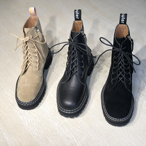 Yang Mi same Martin boots 2021 spring and autumn new thick-soled leather handsome motorcycle British high-top all-match boots